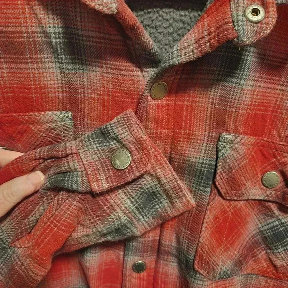 Dickies Men's Size Large Long Sleeve Red Plaid Lined Flannel Button Up Jacket - Picture 3 of 10